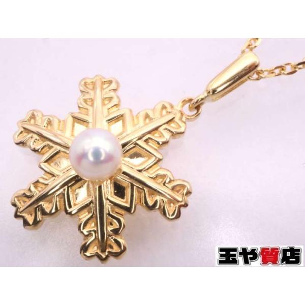 ミキモト⭐︎パールペンダント ゴールドチェーンネックレス MIKIMOTO ミキモト パール3.2ミリ スノーフレークペンダント