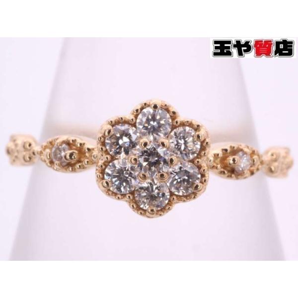 ダイヤ0.16ct フラワーリング11号強 K18YG イエローゴールド : 親切な