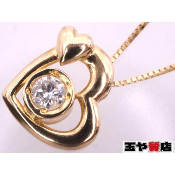 ダイヤ0.12ct ハートペンダント ベネチアンネックレス K18YG イエローゴールド