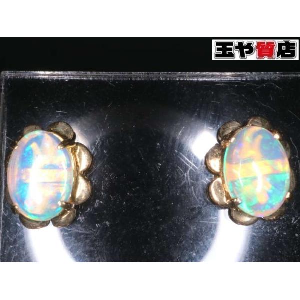 オパール フラワーデザイン ピアス K18YG     イエローゴールド