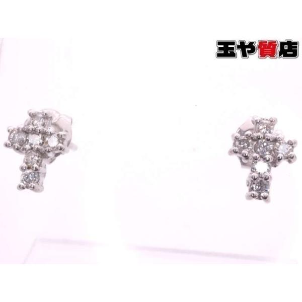 ダイヤ0.06ctx2 クロスピアス pt900 プラチナ