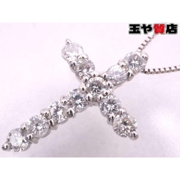 美品　pt900 天然良質ダイヤ　クロスペンダント　pt850ネックレス3.5g ネックレス レディース ダイヤモンド プラチナ クロス ダイヤ 十字架