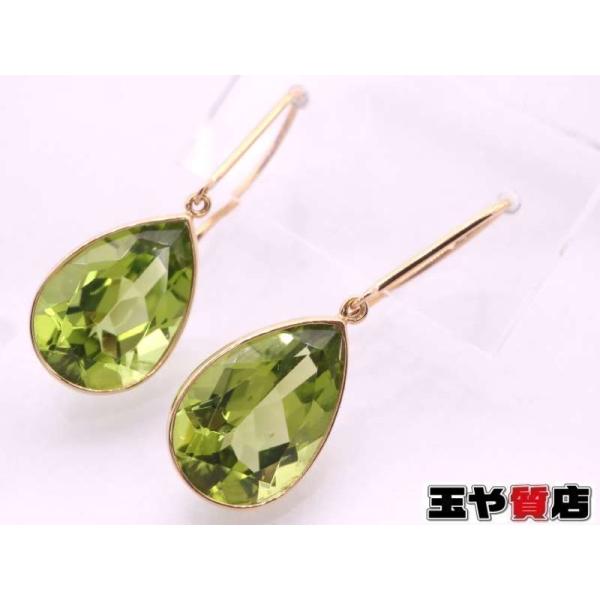 GSTV ペアシェイプトペリドット 2.00ctx2 ムーブピアス K18YG イエローゴールド