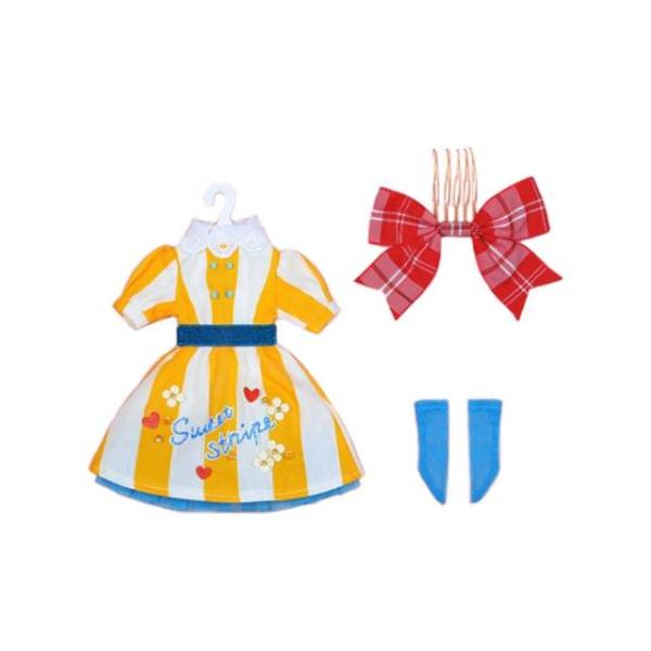22cmドール用 sandyストライプワンピースセット イエロー 「Blythe
