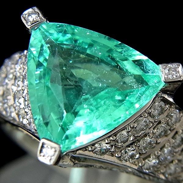パライバトルマリン指輪 Pt900 2.73ct D 0.56ct 8.8g 12号 中央宝石