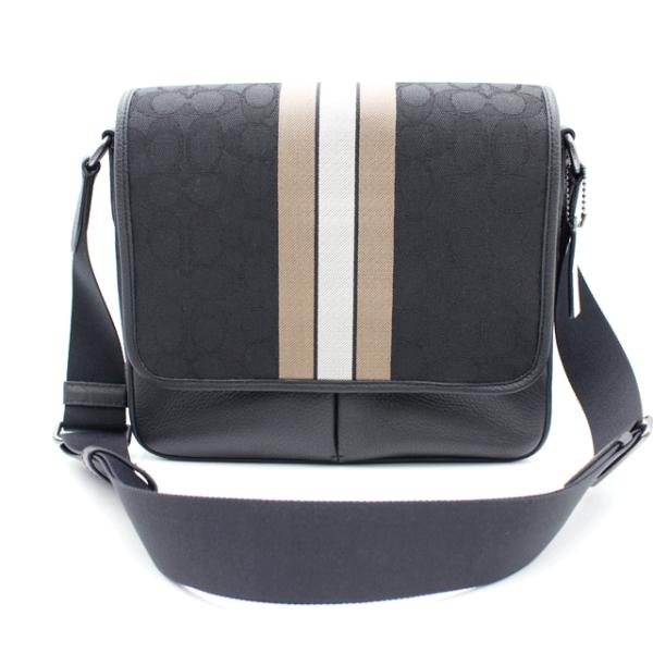 コーチ ショルダーバッグ 黒 美品 COACH コーチ 6383 ミニシグネチャー キャンバス×レザー