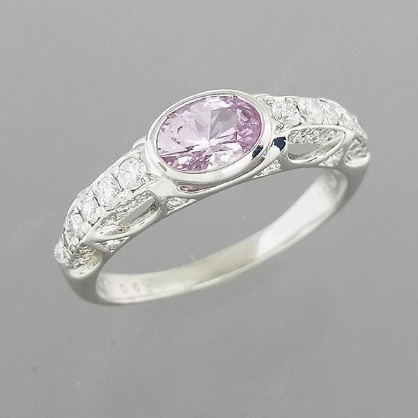 サファイヤファッションリング Pt900 ピンクサファイア指輪 S 0.80ct D 