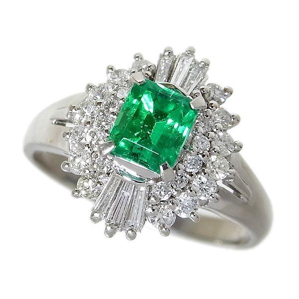Pt900エメラルド指輪 E:0.78ct D:0.61ct 13号 6.9g : 479 : 有限会社 