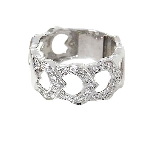 750刻印（WG）メレダイヤ入り デザインファッションリング D0.33ct 7.2 