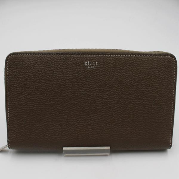 CELINE セリーヌ ラウンドファスナー 長財布 レザー グレージュ CELINE セリーヌ ラウンドファスナー 長財布 レザー グレージュ