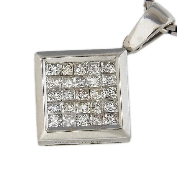 Pt850 Pt900ネックレス ペンダント付 ミステリーセッティング  