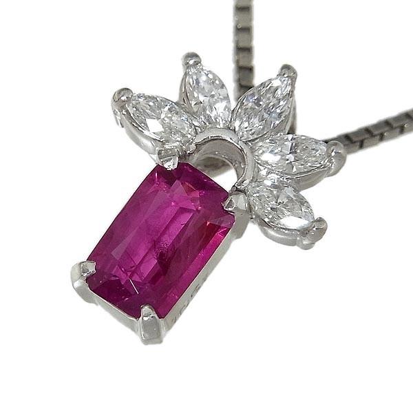 Pt850 Pt900ネックレス ダイヤモンド ルビーペンダント付 R:1.051ct D