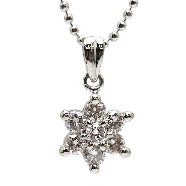 Pt850 Pt900 ダイヤモンドネックレス 41cm 0.50ct プラチナ 花 13273 