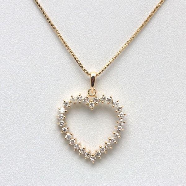 K18 ダイヤモンドネックレス 40cm 0.54ct 18金 ゴールド ハート 