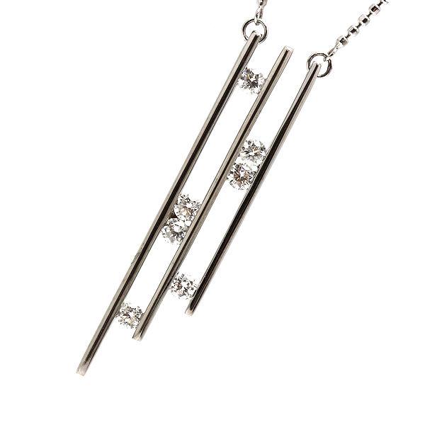 K18WG ダイヤモンドネックレス 42cm 0.50ct 18金 ホワイト
