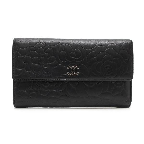 CHANEL シャネル カメリア 三つ折り長財布 A48684 レザー イタリア製