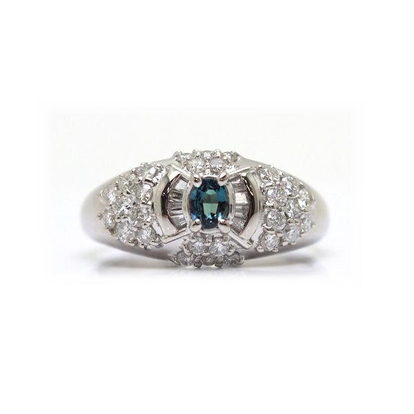 Pt900 アレキサンドライト リング 0.20ct ダイヤモンド 0.60ct 14号