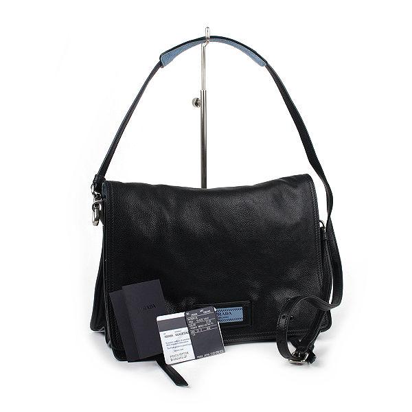 PRADA プラダ ショルダーバッグ 1BD085 イタリア製 レザー ブラック 