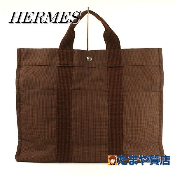 HERMES エルメス エールライントートMM キャンバス 茶色 フランス製 