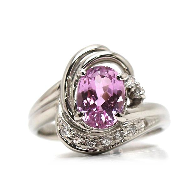 Pt900 天然クンツァイトリング 15号 2.66ct ダイヤモンド 0.13ct 約8.7