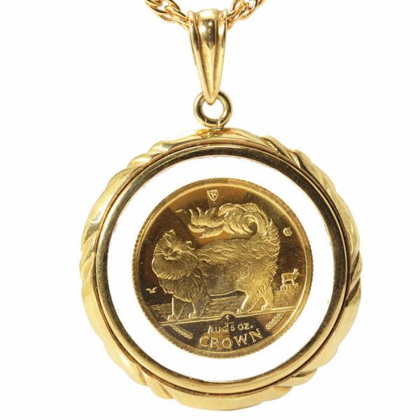 K24/K18 キャットコイン ペンダントヘッド 1/25oz マン島 コイン 金貨