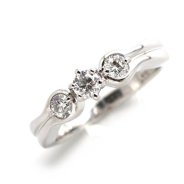K18WG ダイヤモンドリング 15号 0.23ct/0.29ct 約5.4g 18金 ホワイト  