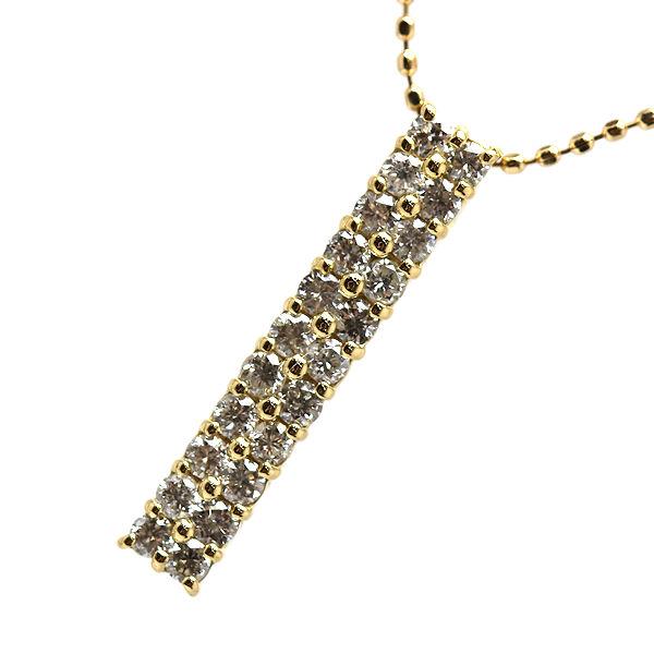 K18 ダイヤモンドネックレス 約40cm 0.50ct 約2.5g 18金 ゴールド 縦長 