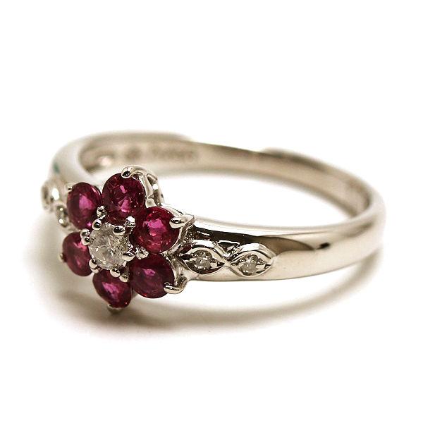 Pt850 ルビー&ダイヤモンドリング 12号 0.54ct 0.04ct/0.08ct 約3.9g  