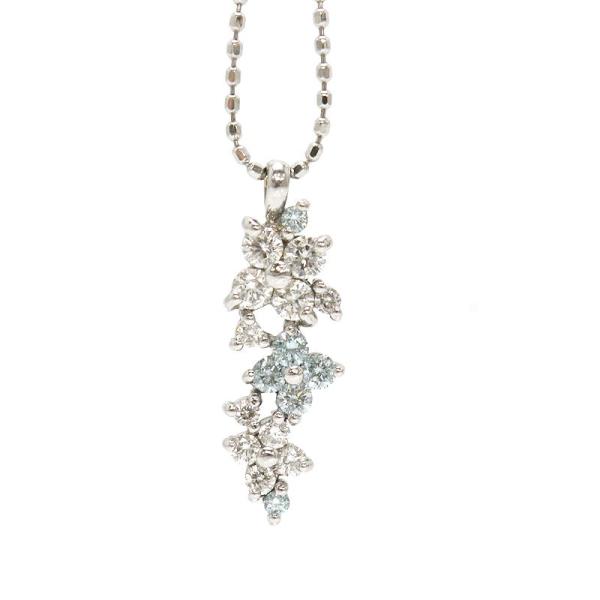 ダイヤモンド ネックレス 0.31ct 3連フラワー K18WG 18金 ホワイト