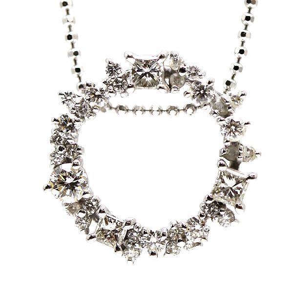 ダイヤモンド 1.00ct リース ネックレス K18WG 18金 ホワイトゴールド  