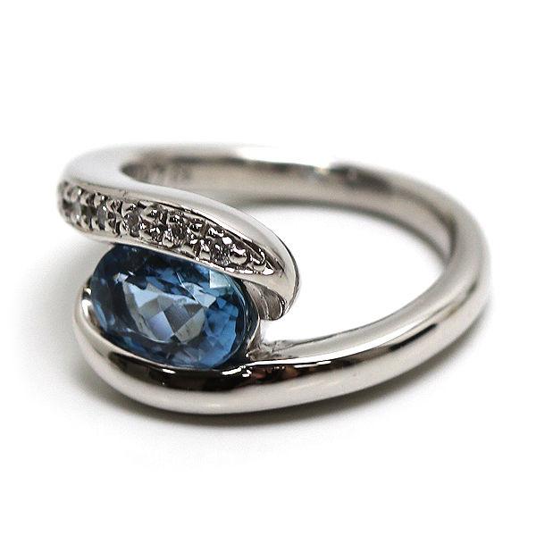 Pt900 アクアマリンリング 6号 1.04ct ダイヤモンド 0.07ct 約7.8g