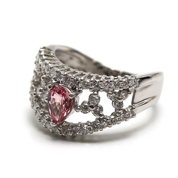 Pt900 パパラチアサファイアリング 8号 0.502ct ダイヤモンド