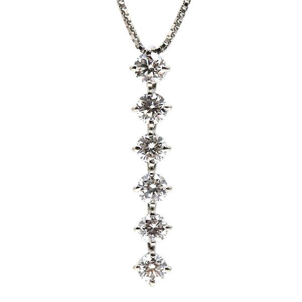 Pt850 Pt900 揺れるダイヤモンドネックレス 約40cm 1.001ct プラチナ  