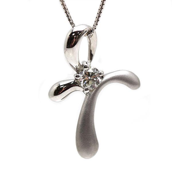 K18WG クロス ネックレス 約45cm ダイヤモンド 0.306ct 18金 ホワイト