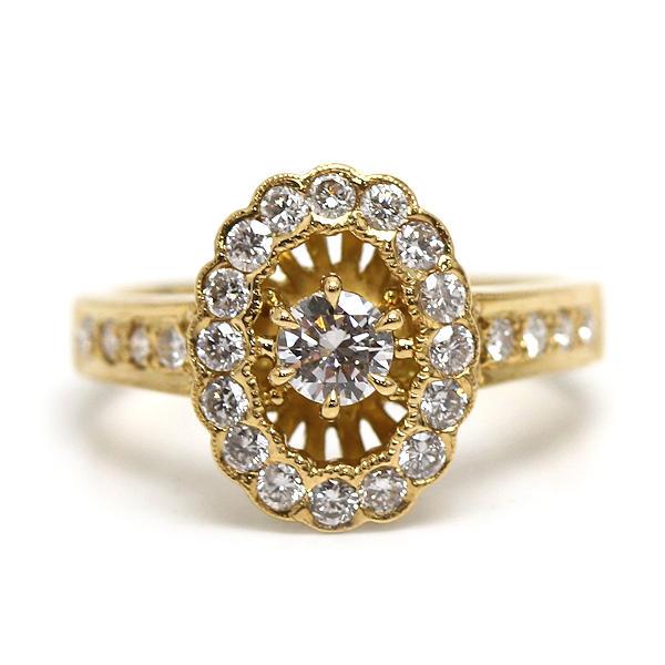 K18 ダイヤモンドリング 12号 0.54/0.25ct 18金 ゴールド 指輪 21568