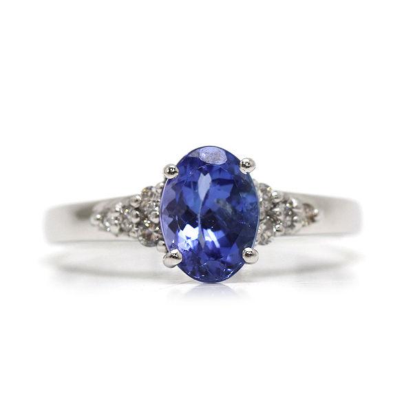 三越 K18WG タンザナイトリング 12号 1.44ct ダイヤモンド 0.12ct 18金