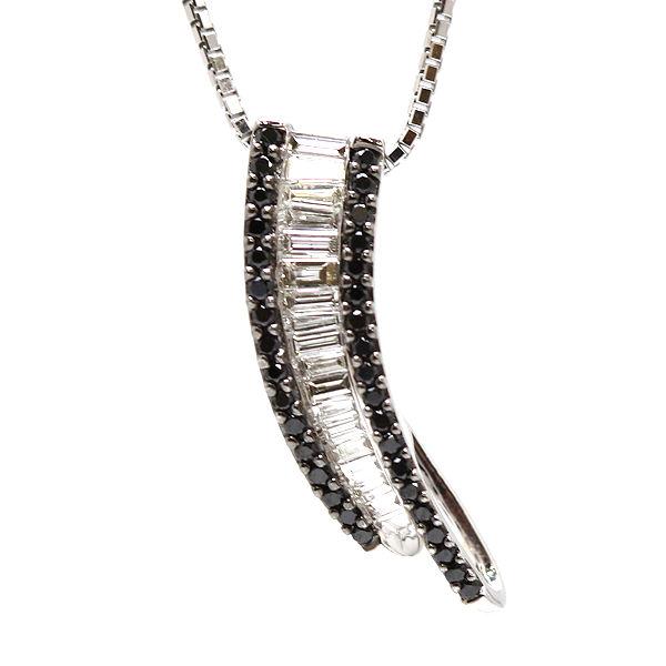 K18WG ダイヤモンドネックレス 約50cm ブラックダイヤ 0.60ct 18金