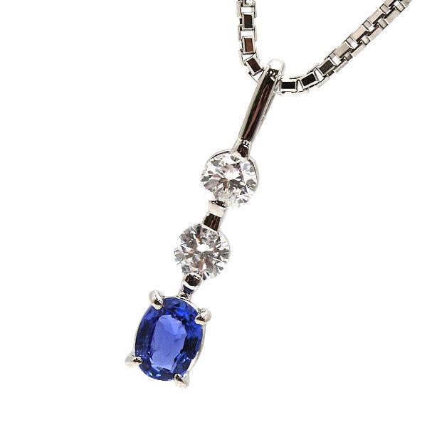 Pt850 Pt900 サファイアネックレス 約44cm ダイヤモンド 0.30ct 約6.6g