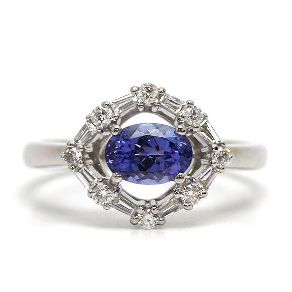 Pt950 K18WG 天然タンザナイト 1.17ct ダイヤ 0.10ct