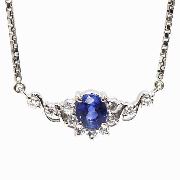 サファイア ダイヤネックレス Pt900 Pt850 プラチナ