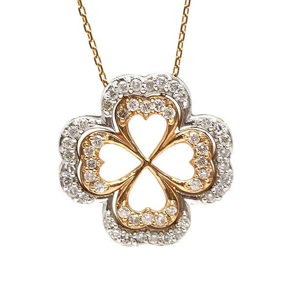 K18 3WAYフラワーモチーフネックレス 約45cm ダイヤモンド 0.50ct 18金 