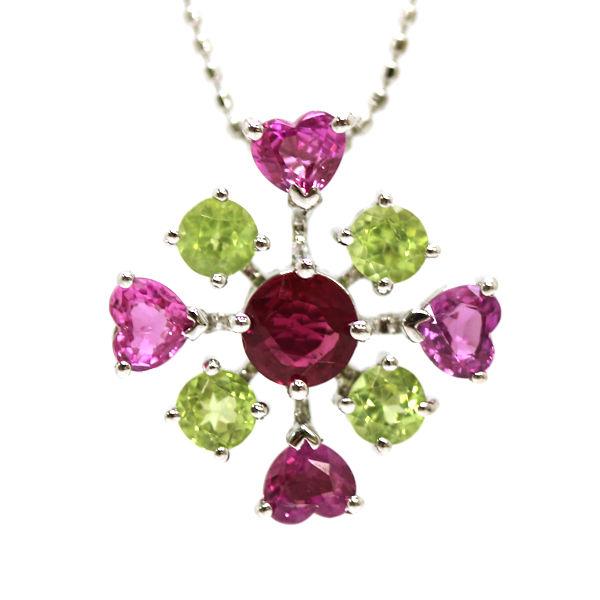 【スプリング】 K18wG 天然ルビー ダイヤモンド ネックレス Classic CHESS（クラシックチェス） K18YG ルビー オーバル