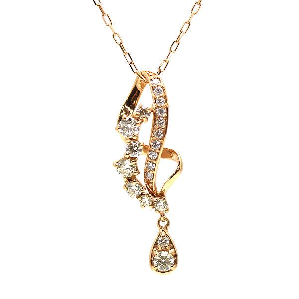 KUMIKYOKUジュエリー　18金　PGダイヤモンドペンダント K18PG ダイヤモンドネックレス 0.30ct 約44cm 18金 ピンクゴールド