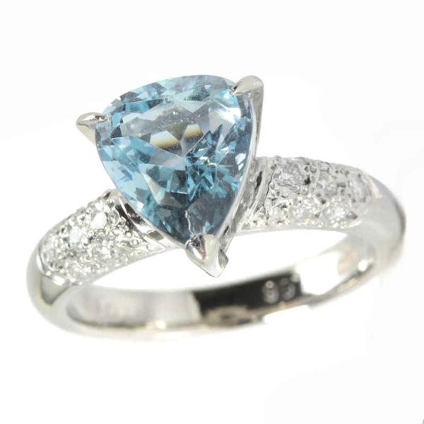 アクアマリン リング 1.66ct Pt900 8号 プラチナ ダイヤモンド 0.17ct