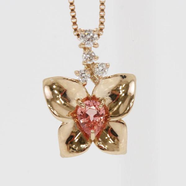 サファイアネックレス 蝶 バタフライ K18PG 18金ピンクゴールド ペアー