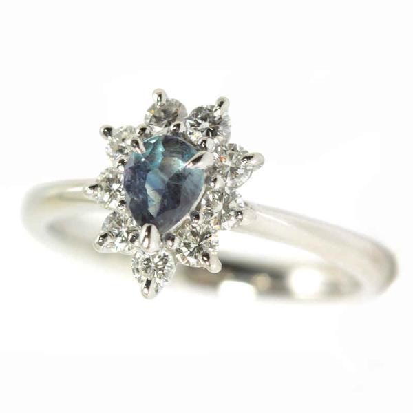 アレキサンドライト リング 0.42/0.41ct ダイヤモンド 12号 Pt900