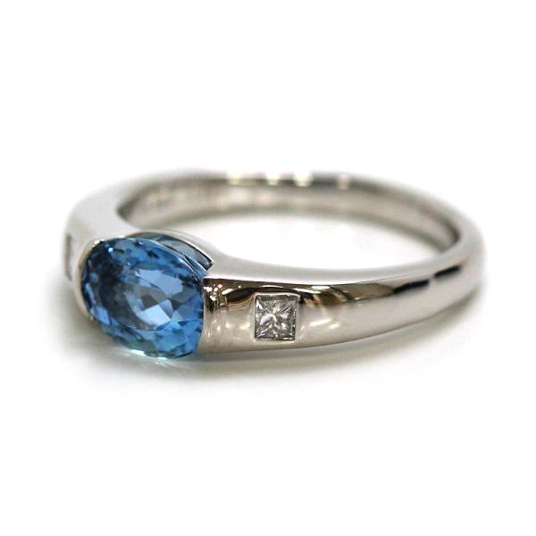 Pt900 アクアマリンリング 1.071ct 18号 ダイヤモンド 0.19ct 約9.3g