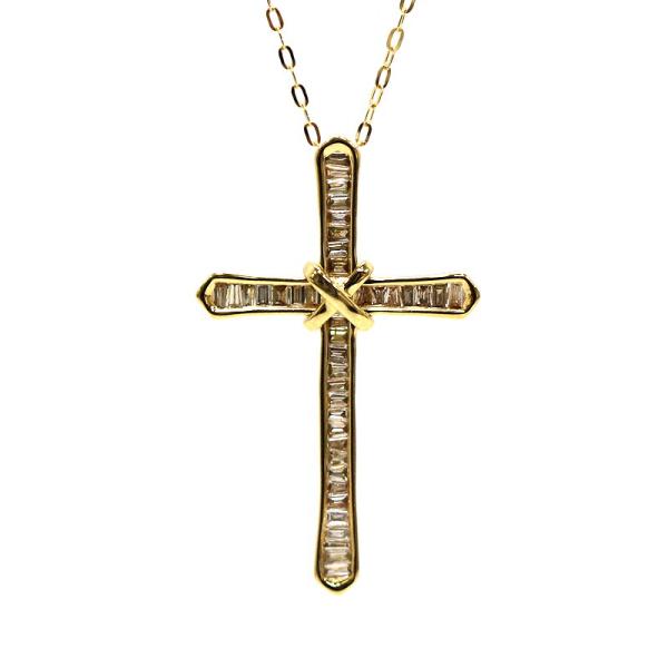 K18 18金 ダイヤモンドクロス ネックレス 5.4g 約45cm K18 クロス