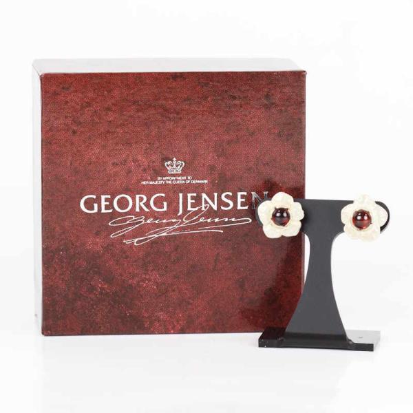 GEORG JENSEN ジョージジェンセン フラワーモチーフガーネットピアス　SV925　ガーネット イヤーピアス 2002年 30515