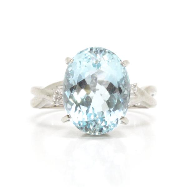 アクアマリンリング Pt900 6.20ct 13号 約6.3g ダイヤモンド プラチナ